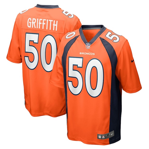 mens nike jonas griffith orange denver broncos game jersey